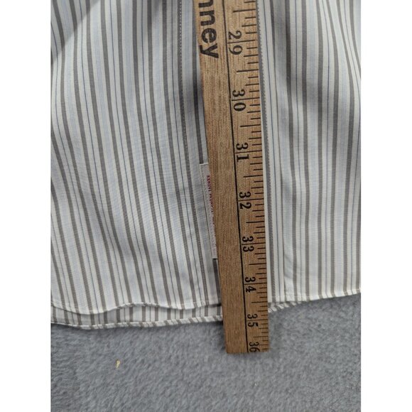Brooks Brothers Shirt Mens 16.5 34 Blue Gray Striped Regular Fit Non Iron Supima - Picture 5 of 9